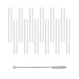 12 Pcs 4 Inches Transparent Borosilicate Glass Tubes, Gtysmox 12mm Diameter 1.5mm Thickness Glass Tubing with 1 Cleaning Brush for DIY Making Glass Crafts