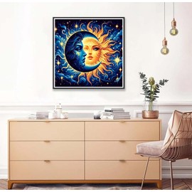 Diamond Painting Kits for Adults, 5D Sun and Moon Diamond Art Kits for Beginner, DIY Full Drill Gem Art Kits for Home Decor Wall Art and Crafts 12x12 Inch