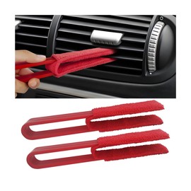 Mandark Car Blinds Duster, 2PCS Vehicle Window Blind Cleaner Duster Brush with Microfiber Sleeves, Auto Shutter Cleaning Tools for Dust Ceiling, Air Conditioner Vents, Fans, Universal Fit (Red)