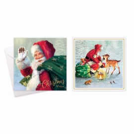 Pack of 20 Christmas cards xmas greetings cards traditional santa father christmas card season greetings complete with envelopes.