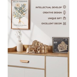 SainSmart Jr. 3D Wooden Puzzles for Adults, Marble Run Wood to Build, Mechanical Model Building Kit, DIY Gift for Aged 14+, Roller Coaster, 100-MR01