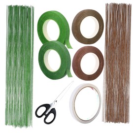 NA Woohome 8 Pack Flower Arrangement Tool Kit, Floral Wire Florist Ribbon, Flora Masking Tape, 26 Inch Flower Trunk Wire, Scissors for Bouquet Stem Wrap Florist