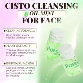 Cisto Cleansing Oil Mini, Natural Makeup Remover Oil, 20pcs Portable Makeup Remover Oil, Nourishing and Gentle Cleansing Oil for All Skin Types,Travel-Friendly (Camellia)