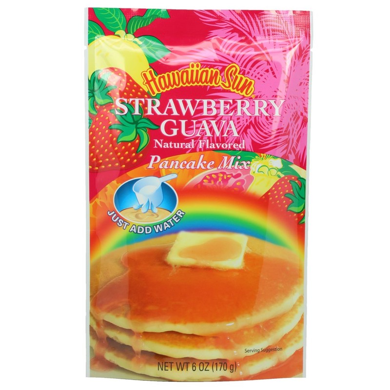 Hawaiian Sun Strawberry Guava Pancake Mix 6 Ounce Bag -