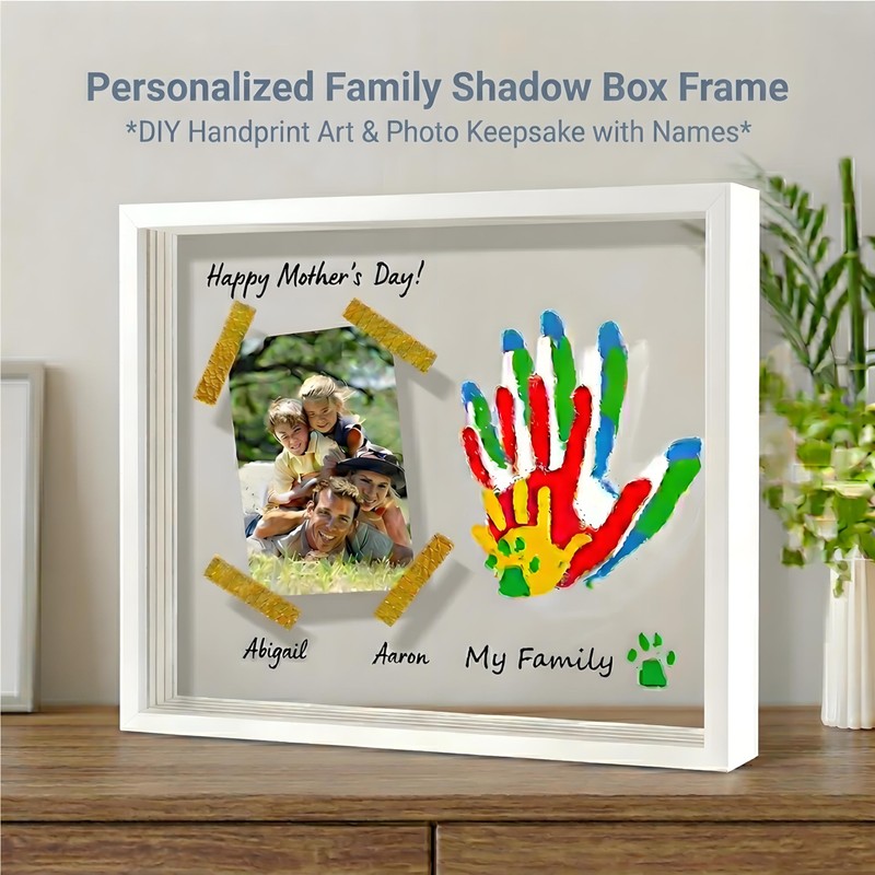 Hzorille Horizontal Family Handprint Kit 3D Floating Frame (White)