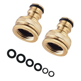 Garden Hose Tap Connector, Brass Hoses Couplings, 2 in 1 Female Tap Connector - for Threaded Tap Adapters Hose Quick Couplings