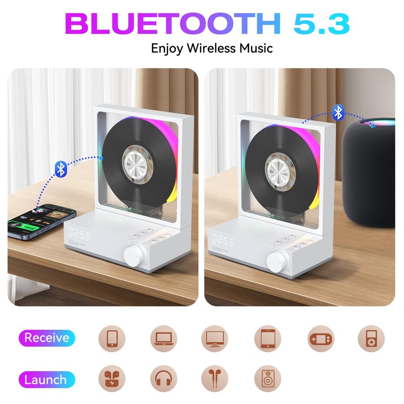Portable CD Player,Retro Bluetooth 5.3 CD Players for Home,Music Player
