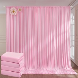 20ft x 10ft Wrinkle Free Pink Backdrop Curtains for Parties, Polyester Backdrop Drapes for Girls Birthday Wedding Photography Background Baby Shower