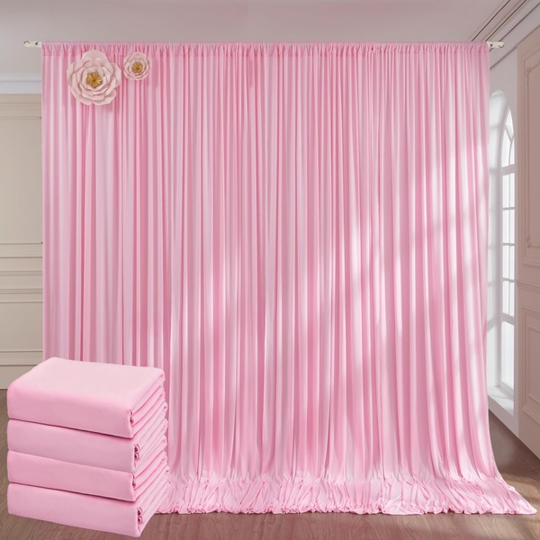 20ft x 10ft Wrinkle Free Pink Backdrop Curtains for Parties,