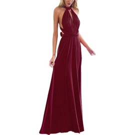 OBEEII Bridesmaid Dress for Womens Infinity Dress Wedding Convertible Multi Way Dress Twist Wrap Long Dress Elegant Cocktail Party Evening Prom Grown Burgundy X-Small