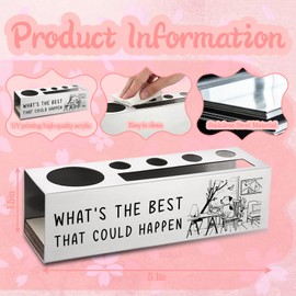 WINOESHE Stainless Steel Pencil Holder with What's The Best That Could Happen & Optimistic Dog Design, Positive Office Gift for Team Member, Uplifting Desk Organizer for Work Friend HUE25