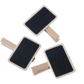 20 Pcs Wooden Mini Chalkboard Blackboard with Clip Message Chalk Board Tag Signs Clips Basket Labels Clip for Memo,Note Taking, Presentation Boards Dollhouse Accessories