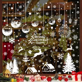 Scinzene Pack of 196 Christmas Window Decorations, PVC Window Decorations, Christmas, Reusable Window Stickers, Christmas Window Stickers