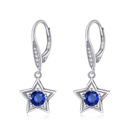 VONALA Star Earrings Sterling Silver Leverback Earrings for Women Celestial Earrings Dangle Dangling Earrings Hypoallergenic Dainty Jewelry Gift for Women Girls, Sterling Silver, Cubic Zirconia