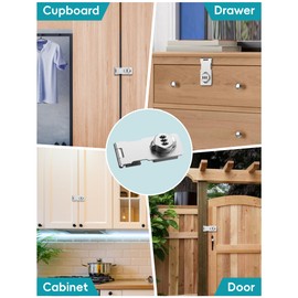 I-EASYDWW Cabinet Password Hasp Lock, Keyless Lock with Screws, Combination Lock for Small Door, Barn Door, Bathroom, Outdoor, Garage, Garden, Silver, 2 Pack