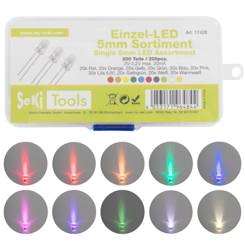 SeKi LED Assortment with 200 Pieces 5 mm LEDs -