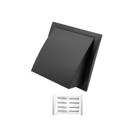 H&C VENT Rectangular Ventilation Grille with Backflow Flap, Plastic Weather Protection Grille for Extractor Cover, Outdoor, Ventilation Grille, Exhaust Hood Ventilation (Black, 190 x 190 mm, Diameter