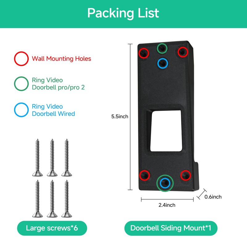 OLAIEK Vinyl Siding Mount for Ring Video Doorbell Pro/Pro 2/Wired