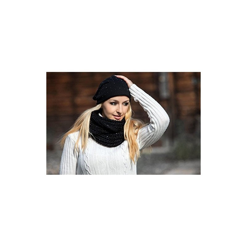 styleBREAKER classic beanie hat with rhinestone studs application, and rolled