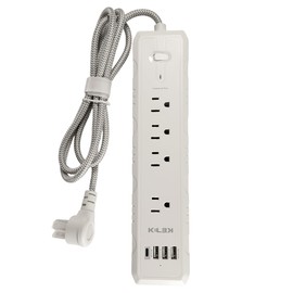 KELEK Multicontacto con 4 Salidas de127AC, 3 USB-A y 1 USB-C con SUPRESOR de Picos y extensión Flexible