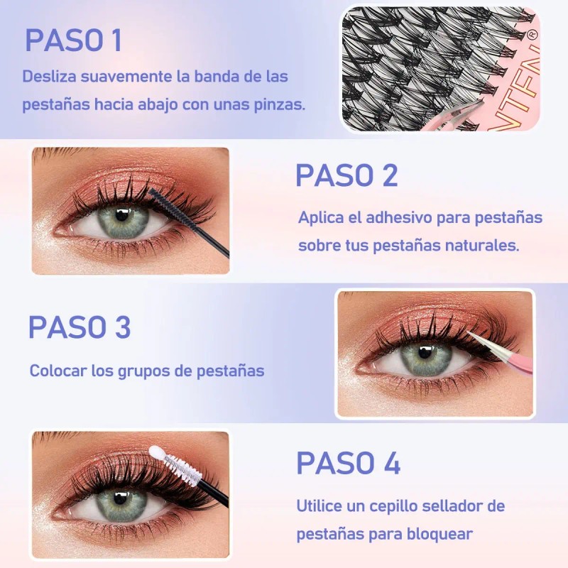 Extensiones Pestañas Diy, Kit De Racimos De Pestañas Mixto