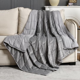 Sivio Weighted Blanket for Adults (15 lbs, 48" x 72") Soft Minky Heavy Blanket for Sleeping Perfect for 140-160 lbs, Twin Size Breathable Weighted Throw Blanket, Machine Washable, Grey