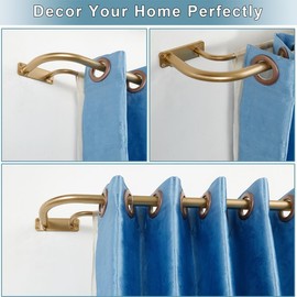 Antique Gold Double Curtain Rods Room Darkening, Double Curtain Rods for Window 84-120", Wrap Around Double Rods Curtain Rods, Heavy Duty Dual Curtain Rod Adjustable Double Blackout Curtain Rod