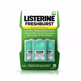 Listerine PocketPaks Breath Strips Fresh Burst 3-24 Strip Packs 72 Strips Total