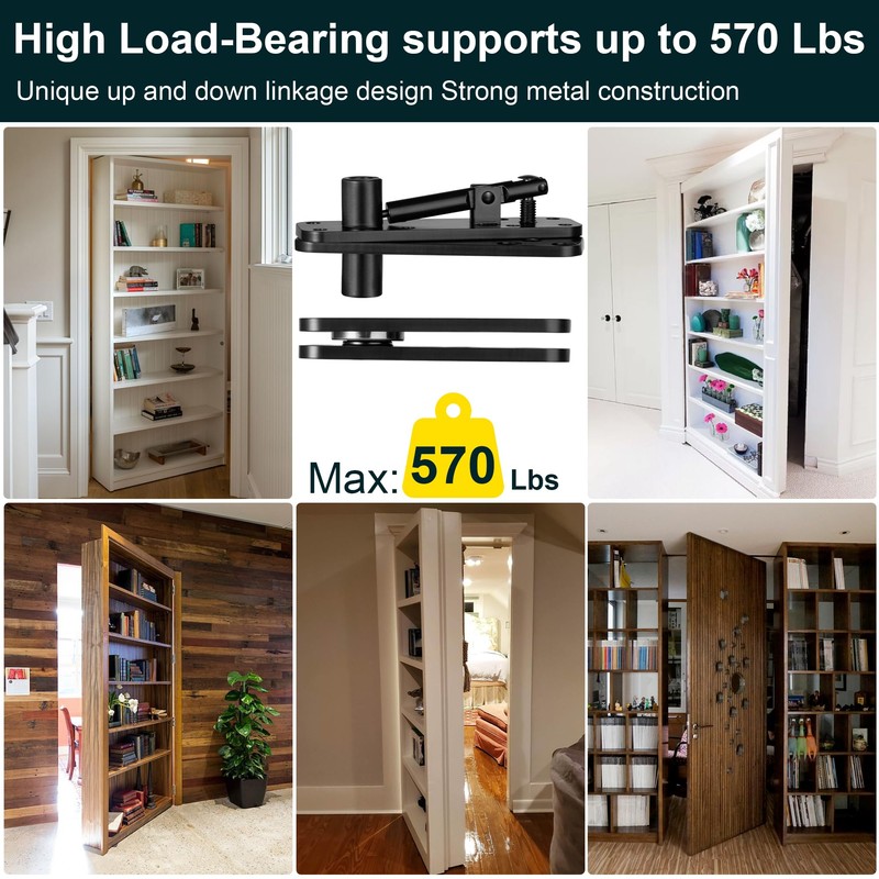 Hidden Door Hinge,570Lbs Load-Bearing Thickened Solid Stainless Steel - Heavy