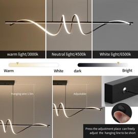 Matven Modern Ceiling Chandelier Light, Anti Flicker Pendant Lamp with Remote Control Dimmable 3 Color Mode & Brightness (Warm Cool Neutral Light) for Kitchen Bar