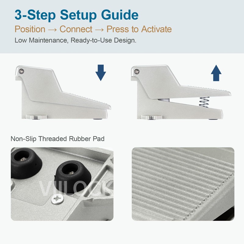 VIILOCK Pneumatic Foot Pedal Valve Kit, 1/4" NPT 5 Way
