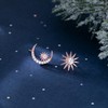 Reffeer Solid 925 Sterling Silver CZ Moon Star Earrings Stud