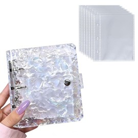 Phyxiul Sealing Book, Transparent Seal Binder, Notebook, Collage Notebook, Axa File, Mount, Notebook, Search Book, DIY (A8 + Clear 20 Sheets)