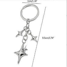 1Pc Silver Cute Star Moon Keychain Aesthetic Accessories Stainless Steel Key Ring Purse Handbag Backpack Bag Charms Car Holder Convenient to Carry Decoration Small in Size,Keyrings and Charms