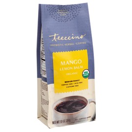 Teeccino Prebiotic SuperBoost Herbal Blend – Mango Lemon Balm – Steep like Loose Leaf Tea or Brew Like Coffee – Support Probiotics 3 Vegan Prebiotics for Gut Health & Good Mood, 11 Ounce