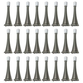 Litepak Spring Door Stop 3" Premium Heavy Duty Stopper Steel w/Plastic Bumper (Satin Nickel, 24 Pack)