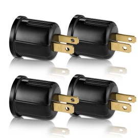 Outlet to Socket Adapter,Plug-in Light Socket,Convert Outlet to Light Bulb Socket,Polarized 2-Prong Outlet to E26 E27 Screw Base Bulb Socket, 660 Watt, 125 Volt, UL Listed (4-Pack)