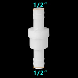 Feelers 1/2" One Way Inline Check Valve Non-Return One-Way Air Water Gas Check Valve Ozone Resistance PVDF, Pack of 4