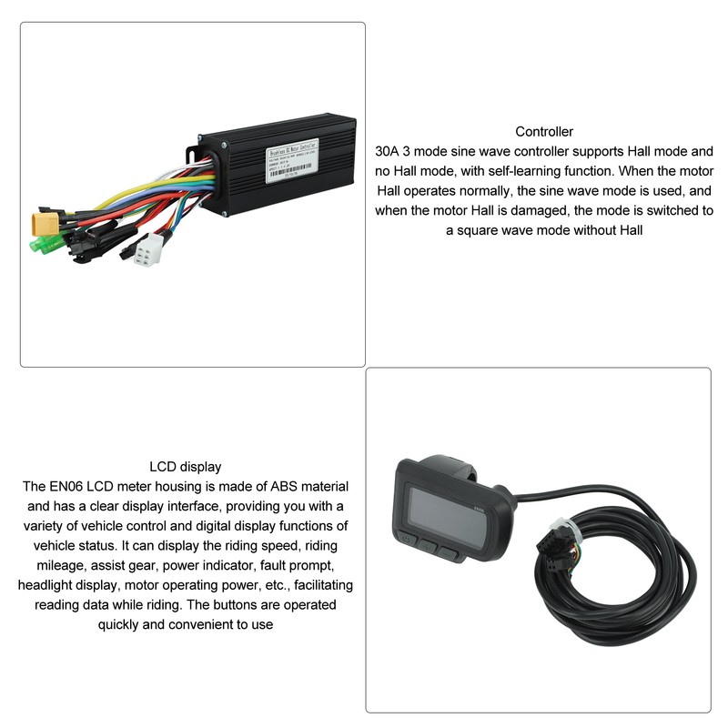 24V 36V 48V 1000W‑1500W 30A 3 Mode Sine Wave Controller