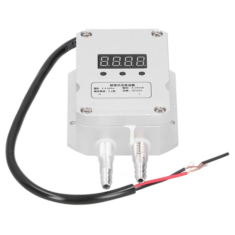 Differential Pressure Transmitter 0‑0.5kpa Digital Display Wind Detection Silver 4‑20mA