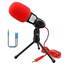 Elinka Condenser Microphone for PC Gaming Chatting Recording with Desktop Tripod