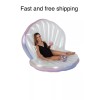 Poolcandy Inflatable Pool Float Giant Oyster Shell Lounge &Glitter Beach
