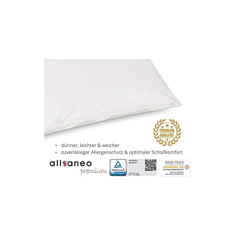 allsaneo Premium Allergy Sufferers Pillowcase 40 x 80 cm Allergy