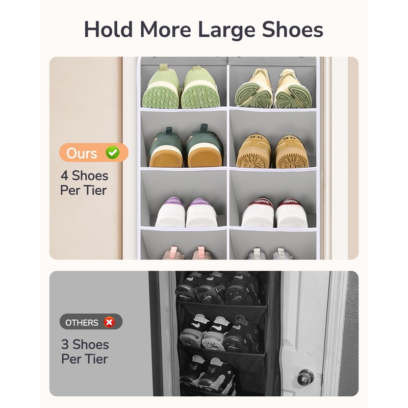 ULG Over The Door Shoe Organizer for Closet Fit 24-32