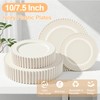 ROCOHANTI 60PCS Ivory Plastic Plates - Beaded Ivory Disposable Plates