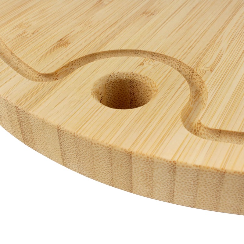 BambooMN Bamboo Round Chopping and Serving Board Charcuterie Board 12"