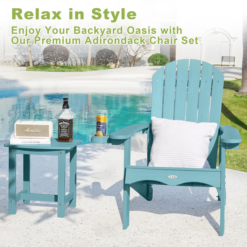 Y&M Outdoor Side Table, HIPS Adirondack Small Single Table, Waterproof