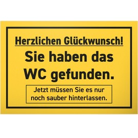 DankeDir! Herzlichen Glückwunsch WC Gefunden Sign 30 x 20 cm – Toilet Sign for Hanging Toilet Sign Funny Toilet Sign Decorative Guest Toilet Guest Toilet Door Sign