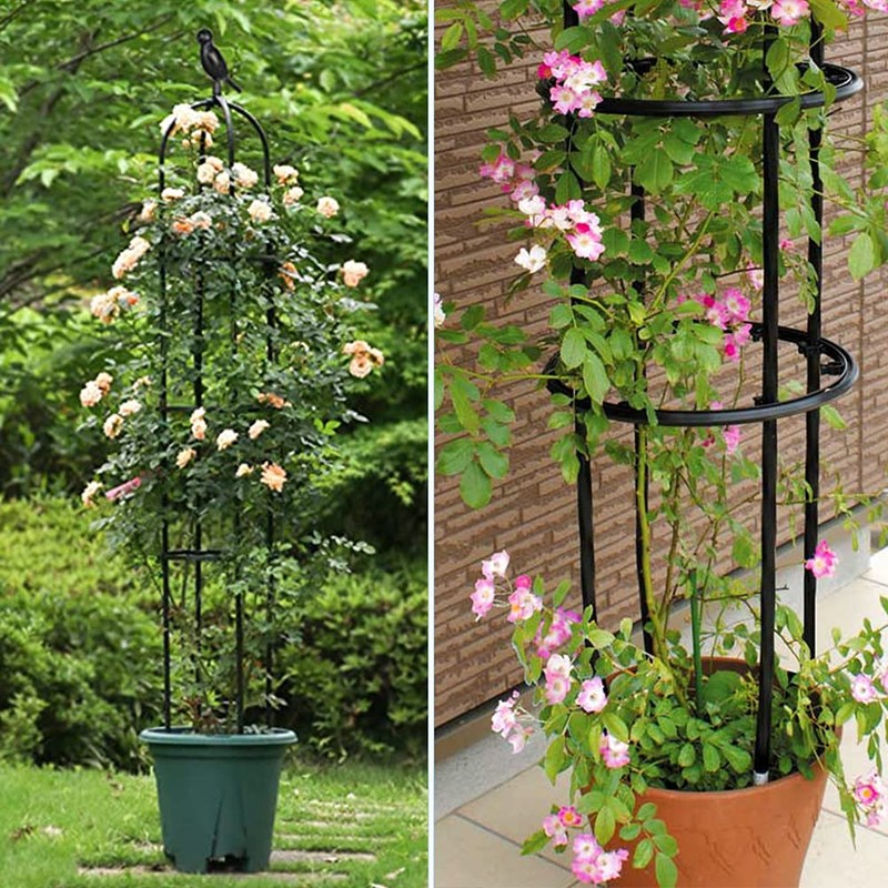 6ft Garden Obelisk Trellis for Climbing Plants-Rustproof Metal Pipe with