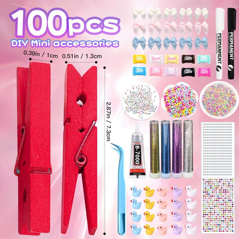 Cheer Pins Spirit Clips DIY Kit, 60 Wood Clothespins, Cheer